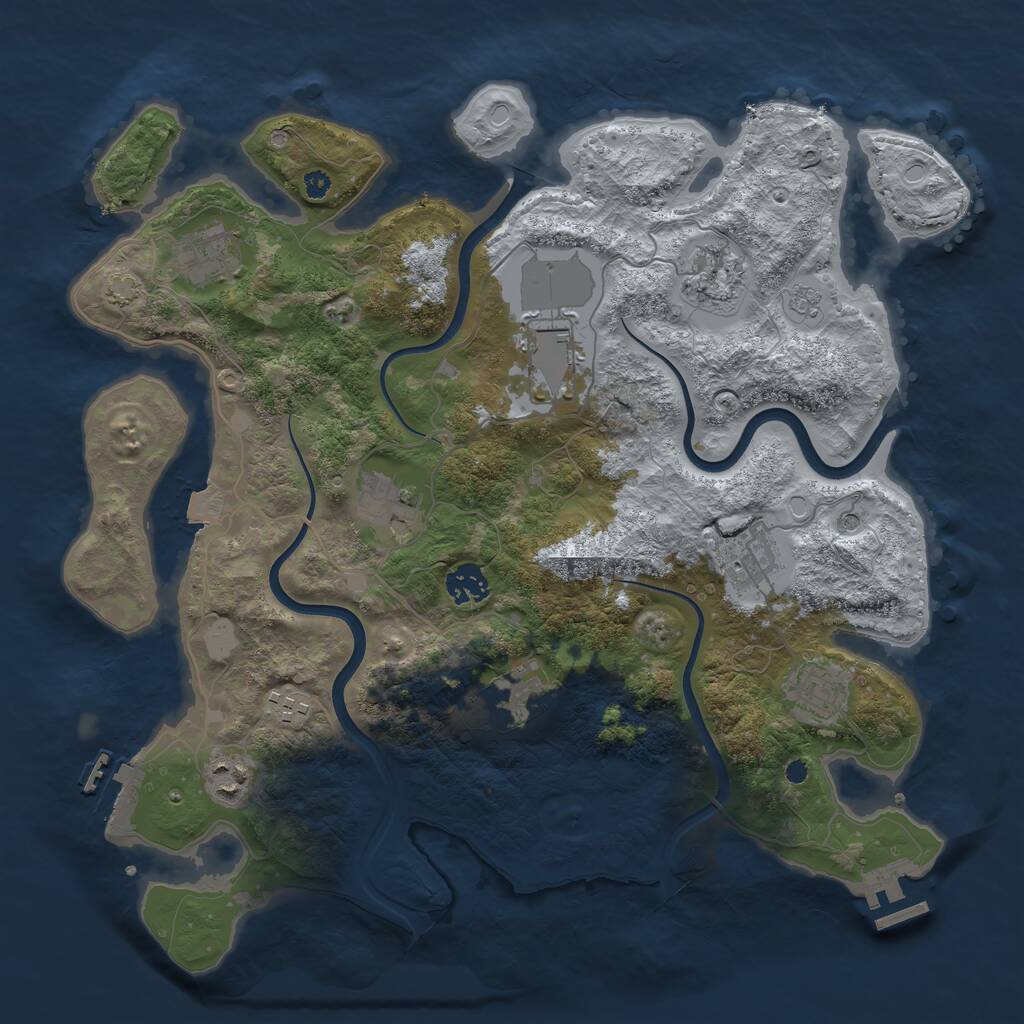 Rust Map: Procedural Map, Size: 3750, Seed: 121478001, 16 Monuments