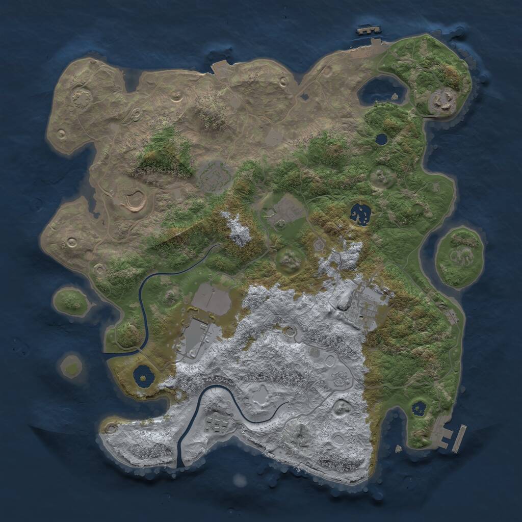 Rust Map: Procedural Map, Size: 3650, Seed: 85166807, 14 Monuments
