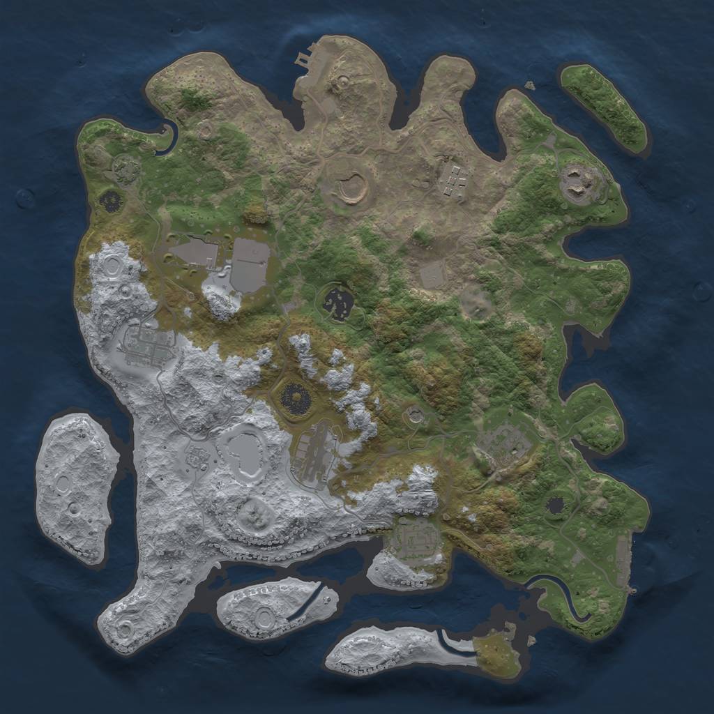 Rust Map: Procedural Map, Size: 3500, Seed: 67285749, 17 Monuments