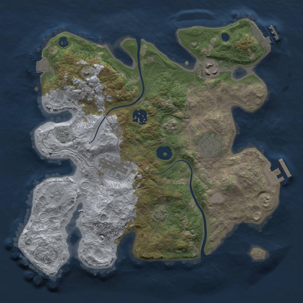 Rust Map: Procedural Map, Size: 3000, Seed: 14722, 10 Monuments