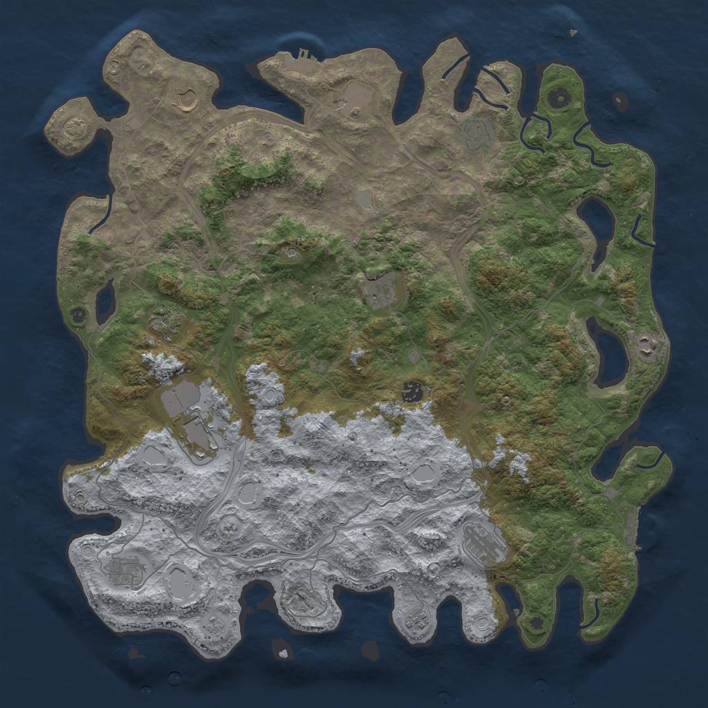 Rust Map: Procedural Map, Size: 4800, Seed: 155739414, 19 Monuments