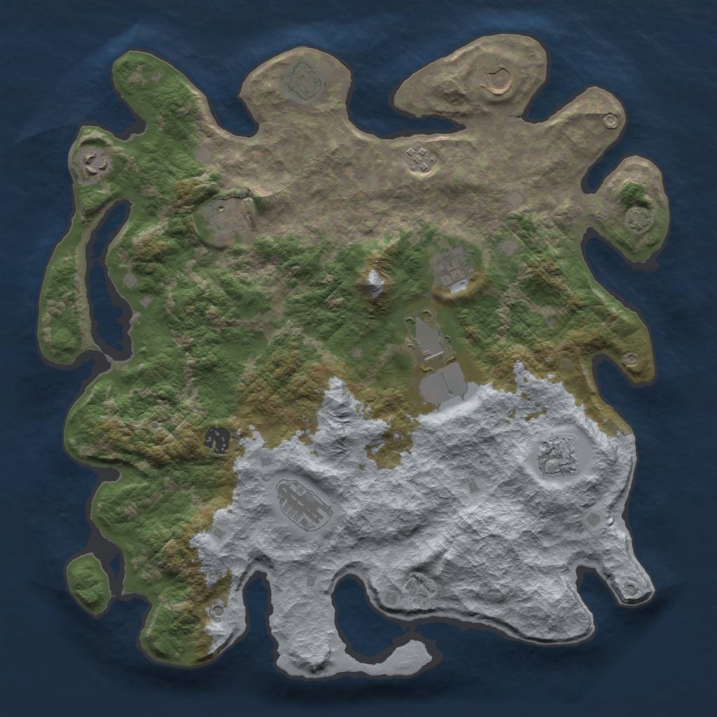Rust Map: Barren, Size: 4000, Seed: 356175, 14 Monuments
