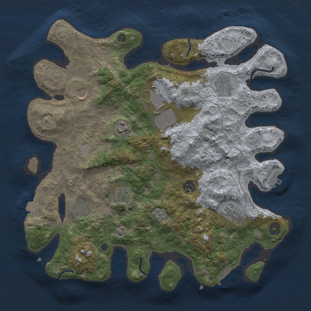 Rust Map: Procedural Map, Size: 3750, Seed: 829846087, 17 Monuments