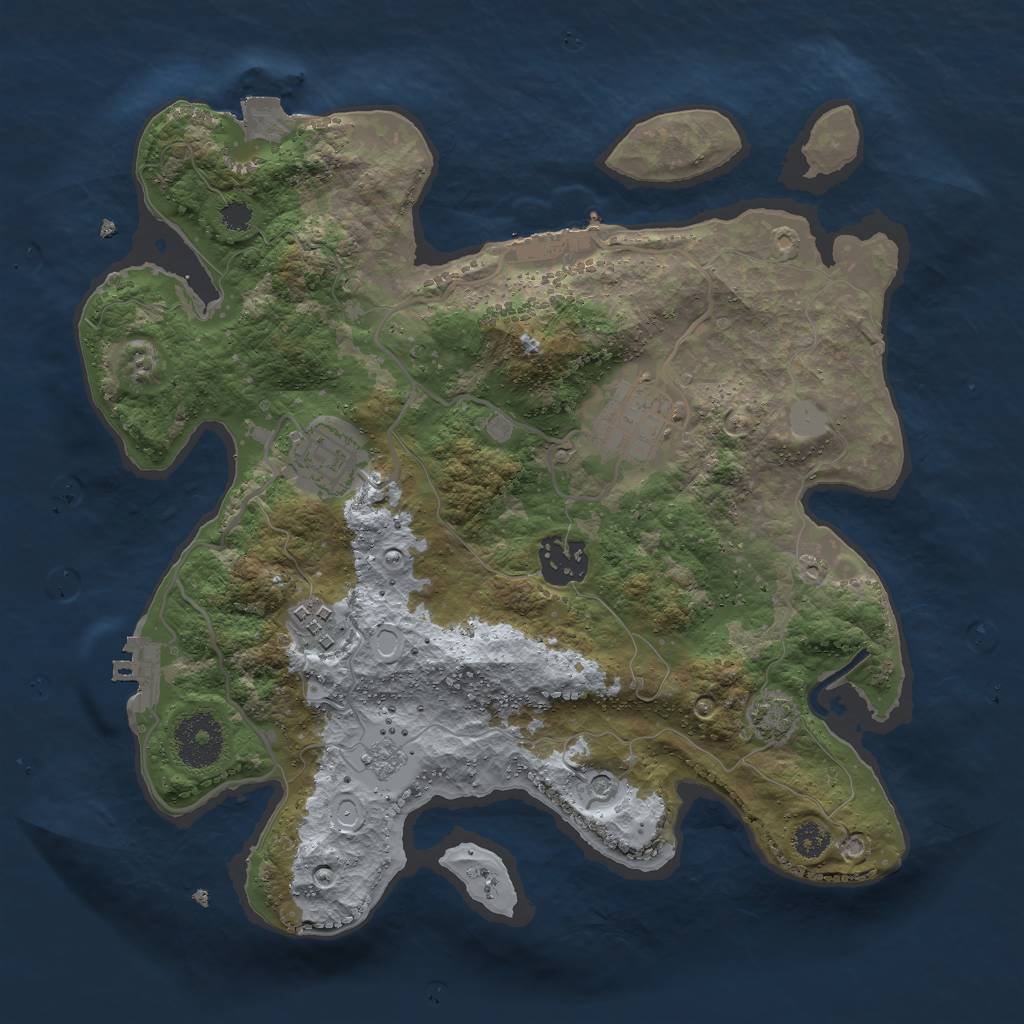 Rust Map: Procedural Map, Size: 3000, Seed: 214737, 12 Monuments