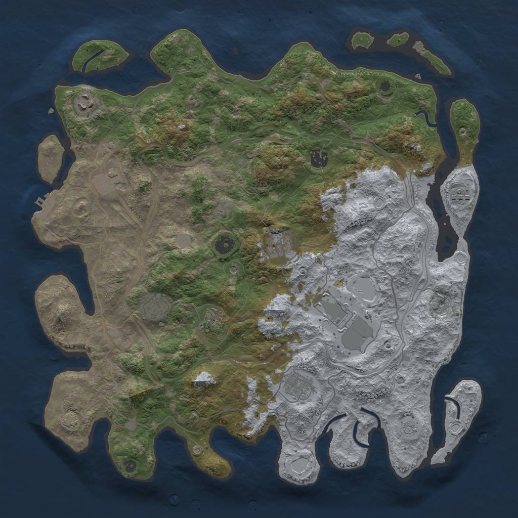 Rust Map: Procedural Map, Size: 4250, Seed: 711142181, 16 Monuments