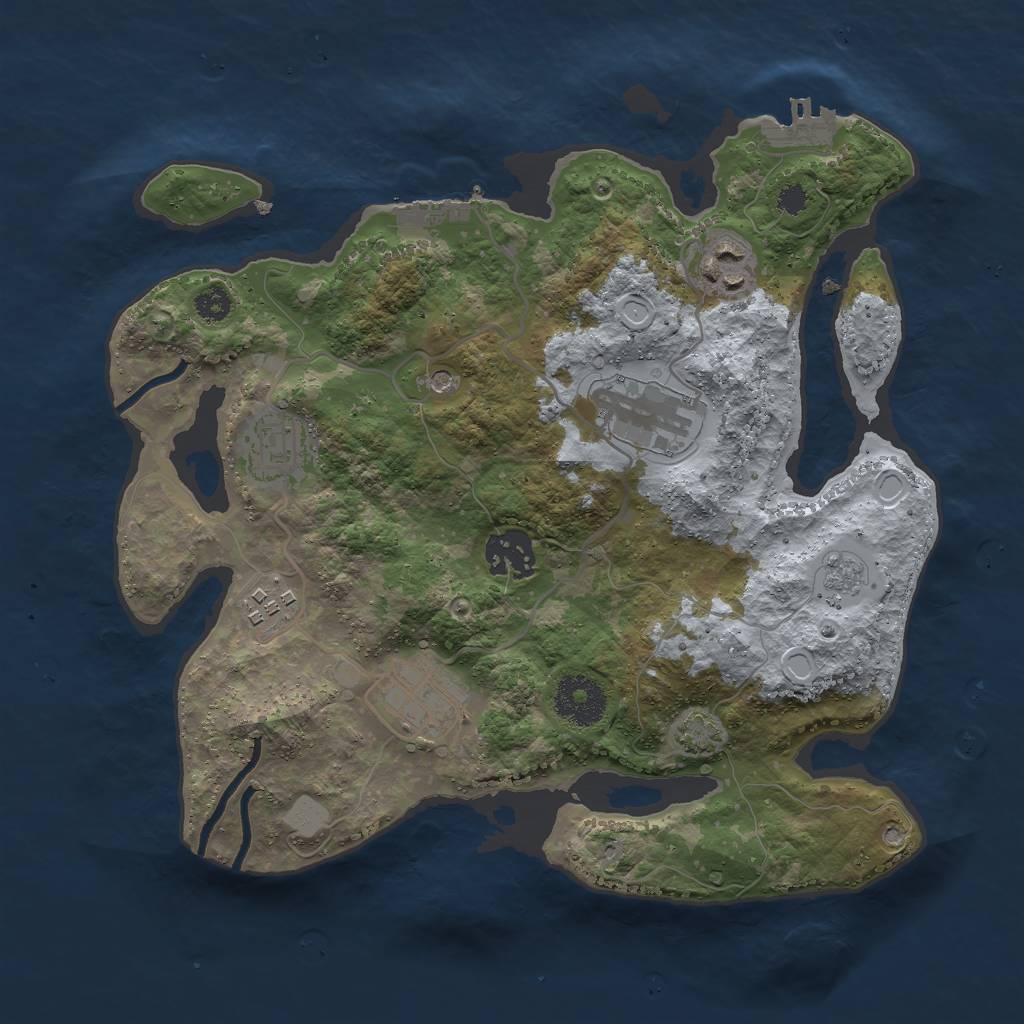Rust Map: Procedural Map, Size: 3000, Seed: 32416, 14 Monuments