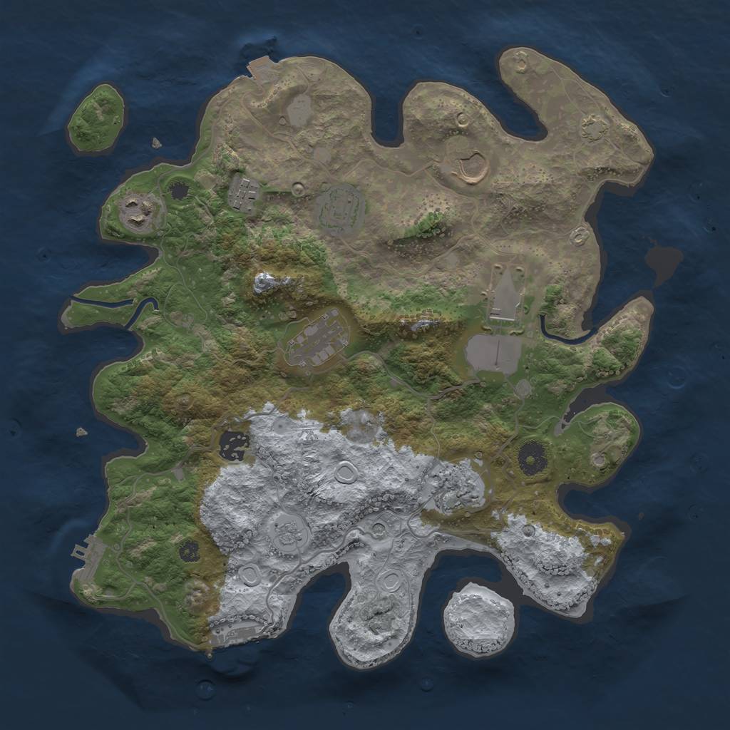 Rust Map: Procedural Map, Size: 3500, Seed: 654564654, 16 Monuments