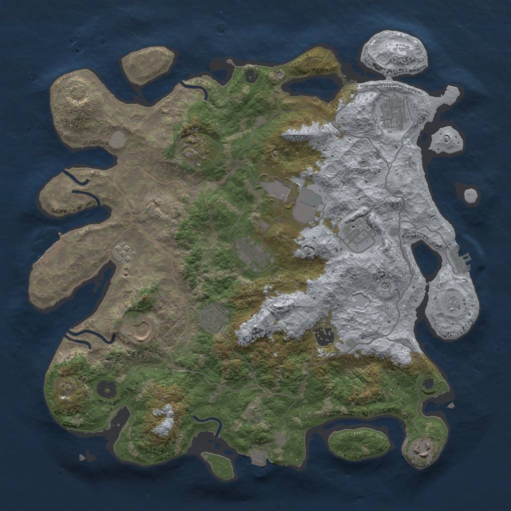Rust Map: Procedural Map, Size: 4000, Seed: 28300, 18 Monuments