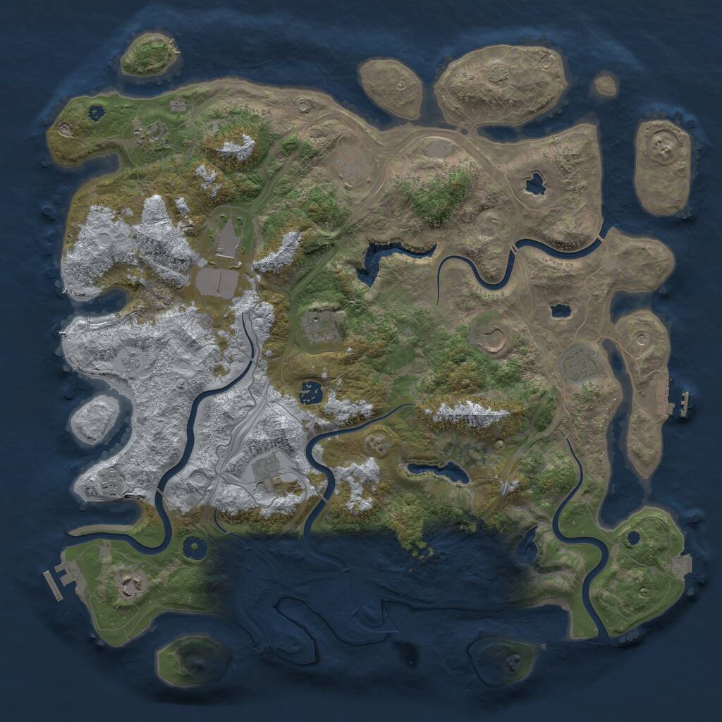 Rust Map: Procedural Map, Size: 4500, Seed: 293830981, 16 Monuments