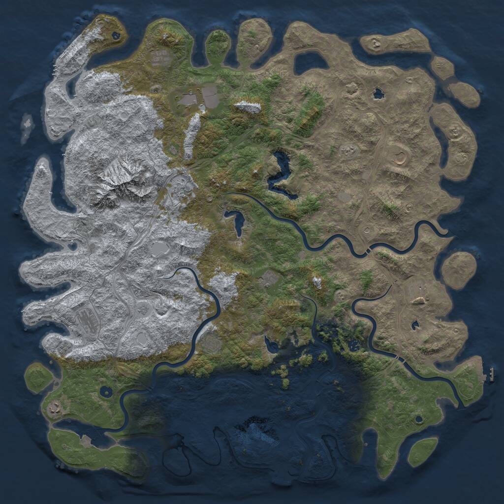 Rust Map: Procedural Map, Size: 6000, Seed: 3877622, 17 Monuments