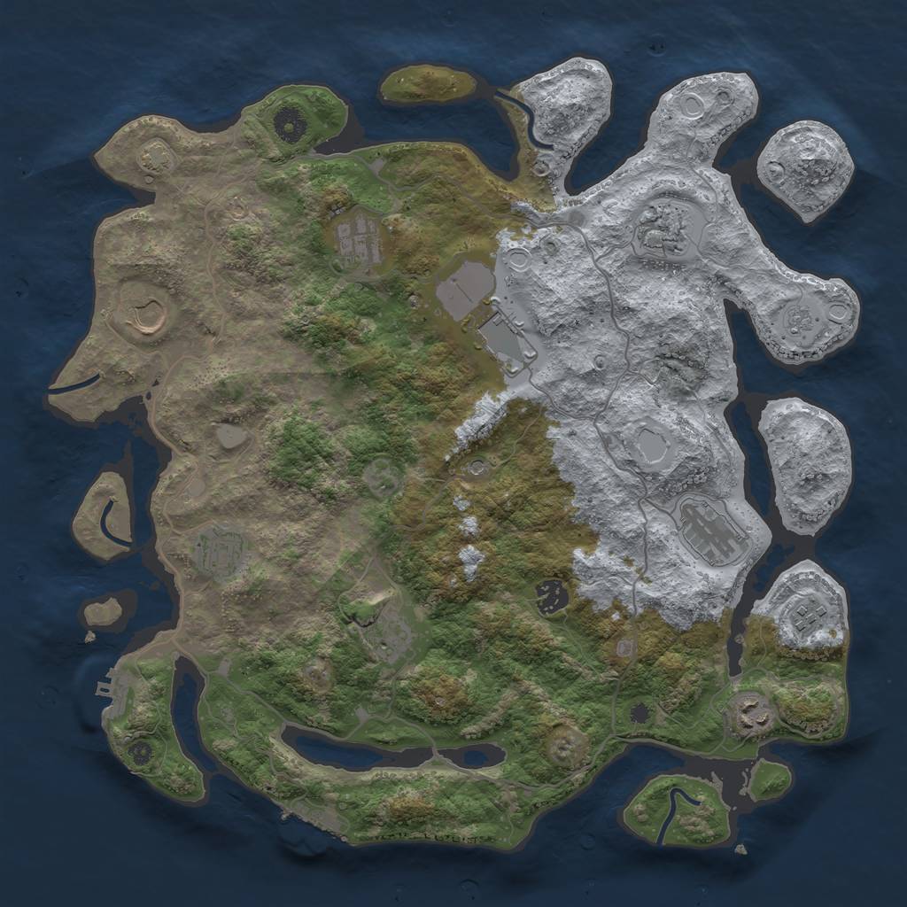 Rust Map: Procedural Map, Size: 4000, Seed: 2436, 18 Monuments