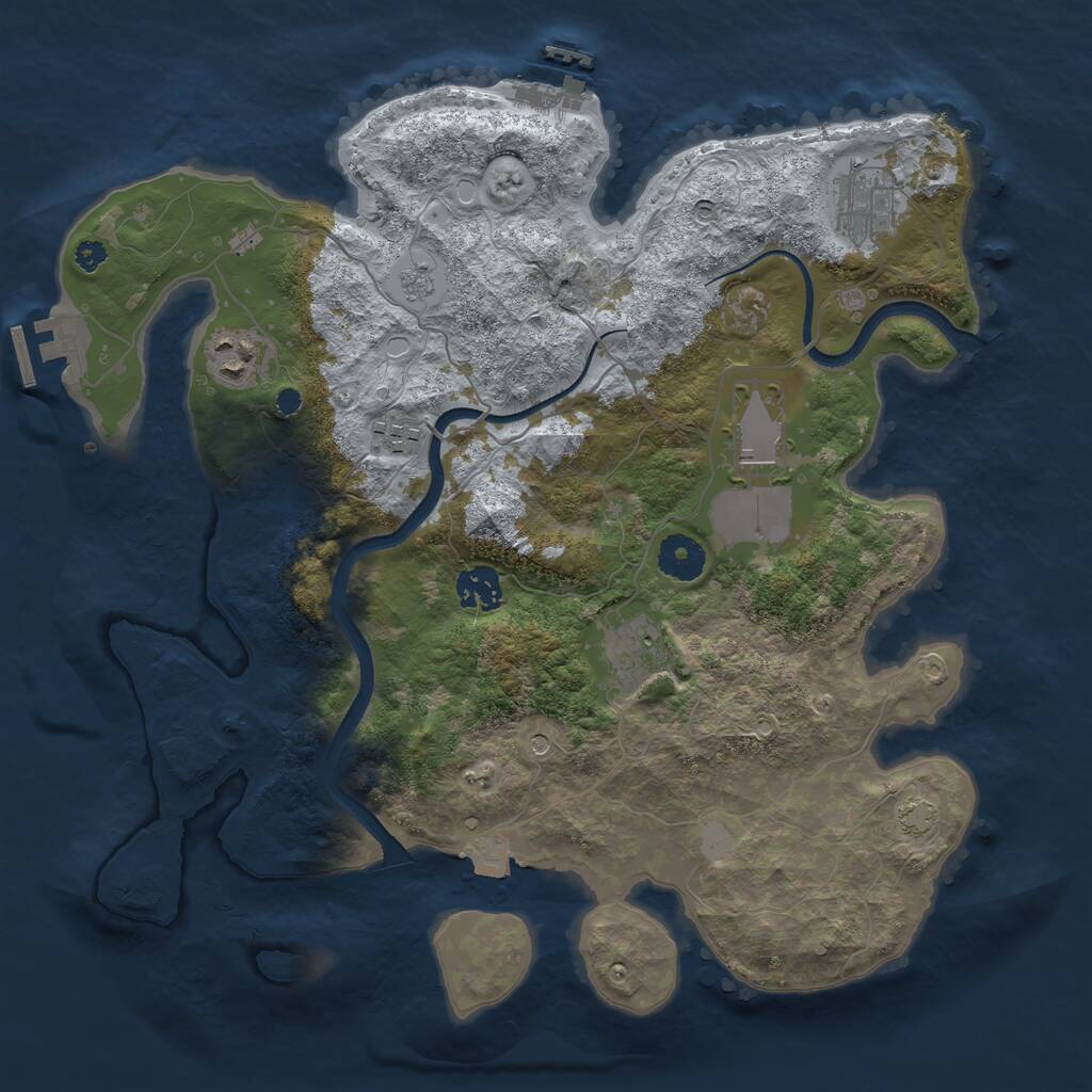 Rust Map: Procedural Map, Size: 3550, Seed: 95585646, 12 Monuments