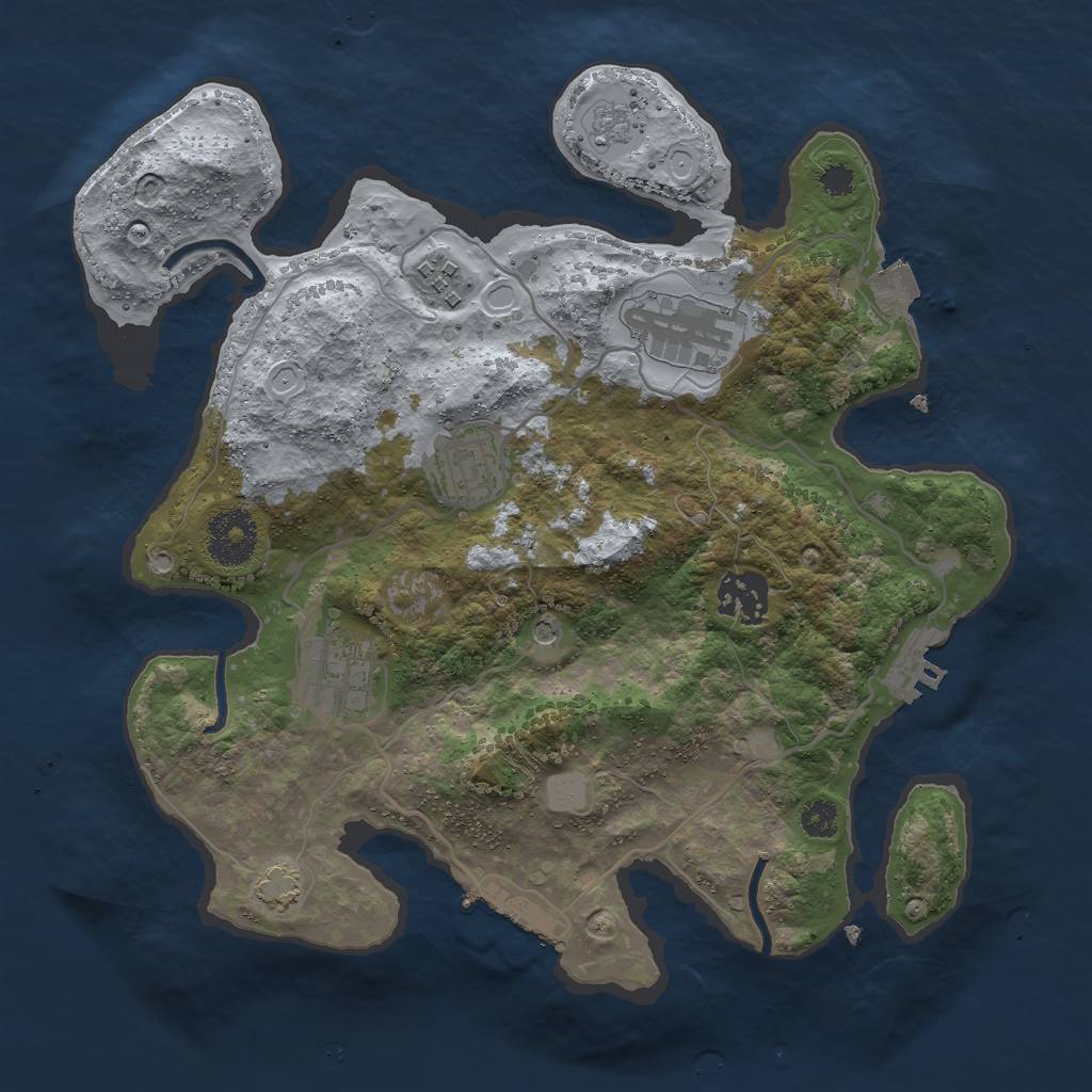 Rust Map: Procedural Map, Size: 3000, Seed: 1223189379, 13 Monuments