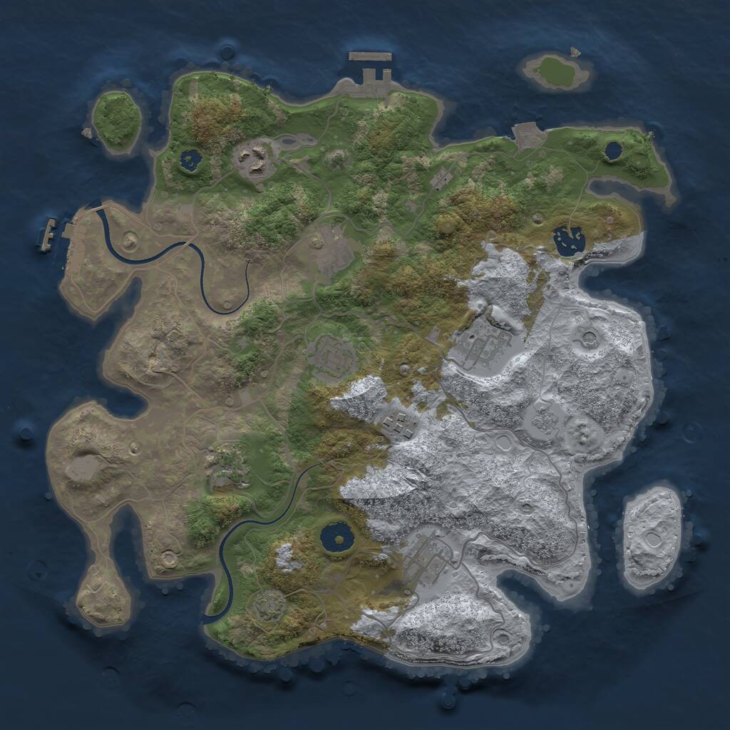 Rust Map: Procedural Map, Size: 3450, Seed: 17868405, 14 Monuments
