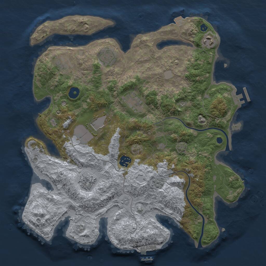 Rust Map: Procedural Map, Size: 3600, Seed: 22928318, 14 Monuments