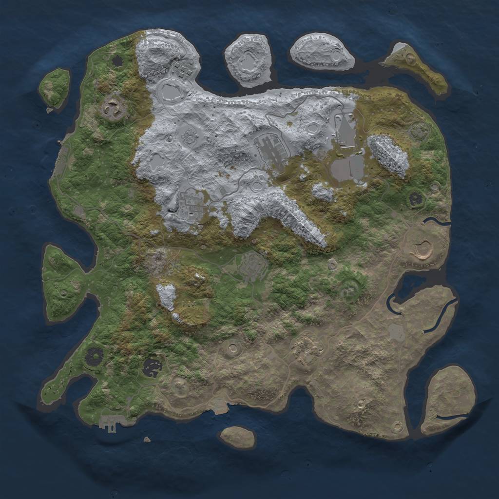Rust Map: Procedural Map, Size: 3900, Seed: 21305396, 17 Monuments