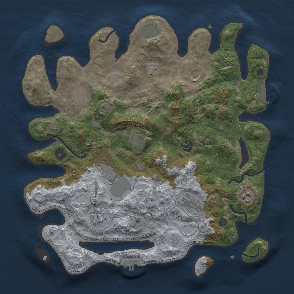 Rust Map: Procedural Map, Size: 3750, Seed: 60423932, 18 Monuments