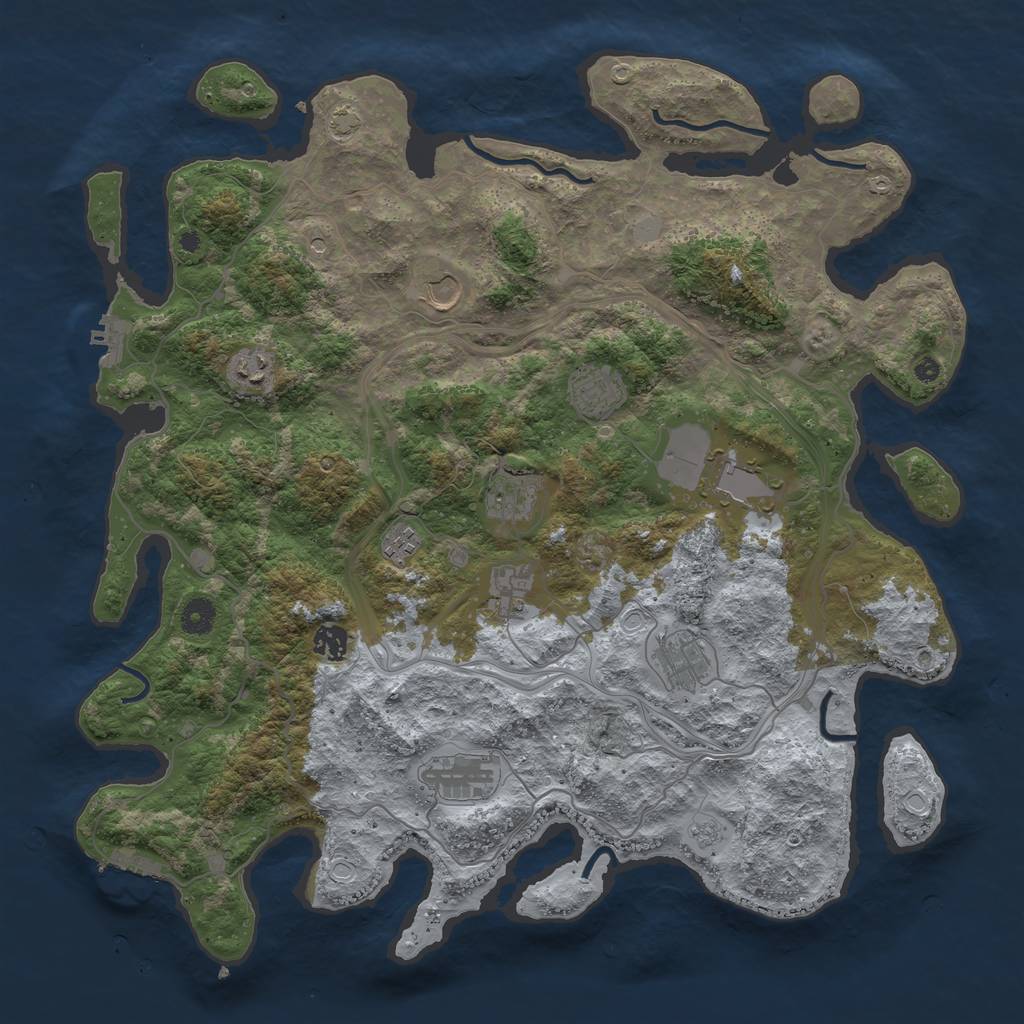 Rust Map: Procedural Map, Size: 4300, Seed: 47425083, 18 Monuments