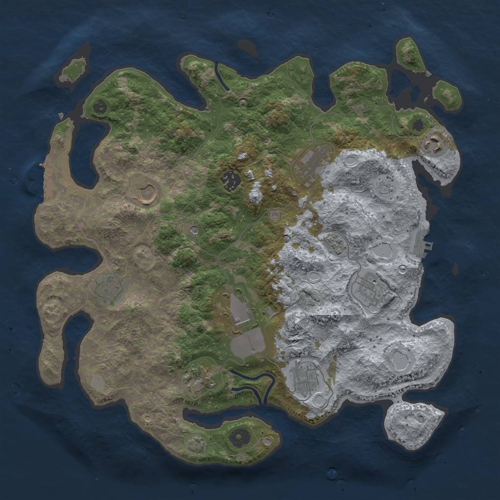 Rust Map: Procedural Map, Size: 3800, Seed: 52823, 18 Monuments