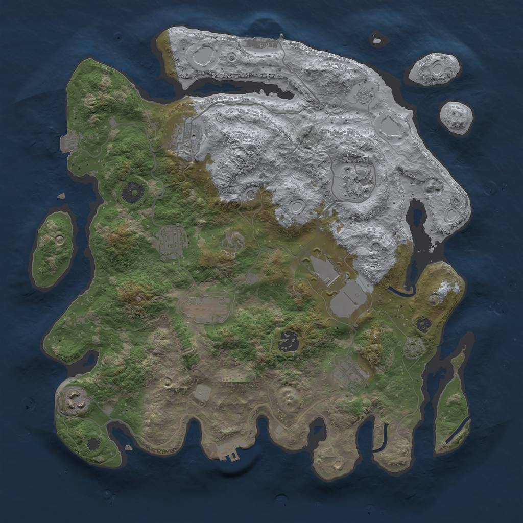 Rust Map: Procedural Map, Size: 3650, Seed: 53940192, 16 Monuments