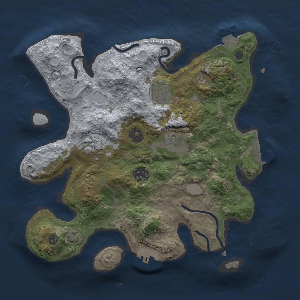 Rust Map: Procedural Map, Size: 3000, Seed: 973900523, 12 Monuments