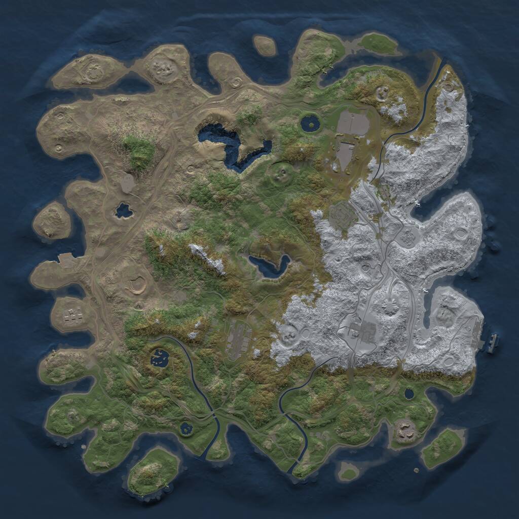 Rust Map: Procedural Map, Size: 4300, Seed: 55077653, 13 Monuments