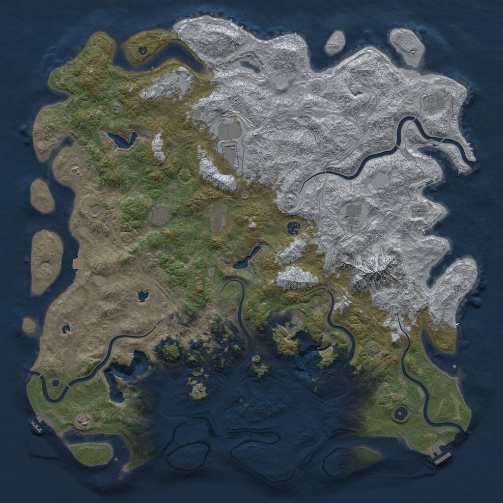 Rust Map: Procedural Map, Size: 5700, Seed: 1913302691, 17 Monuments