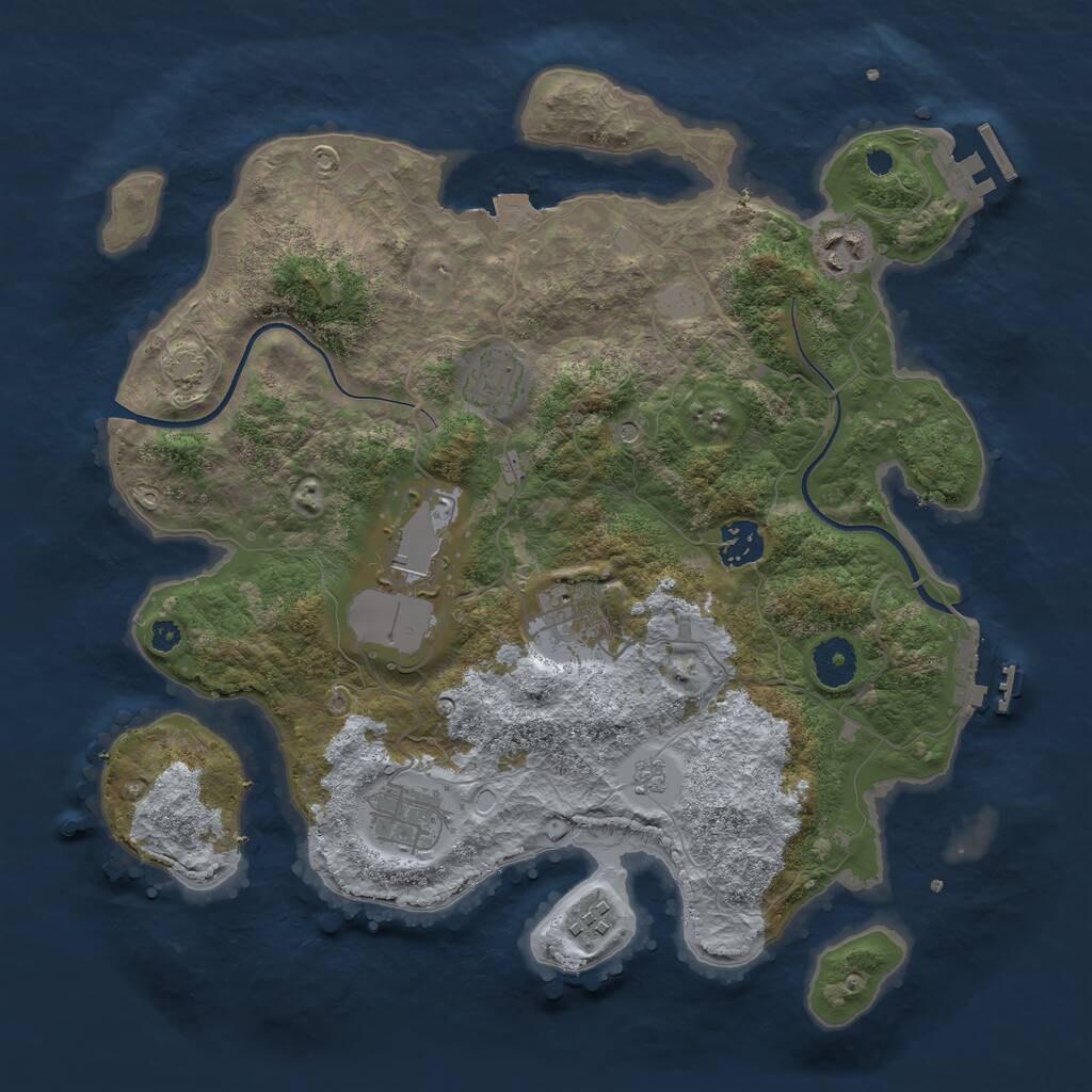 Rust Map: Procedural Map, Size: 3550, Seed: 62666302, 13 Monuments