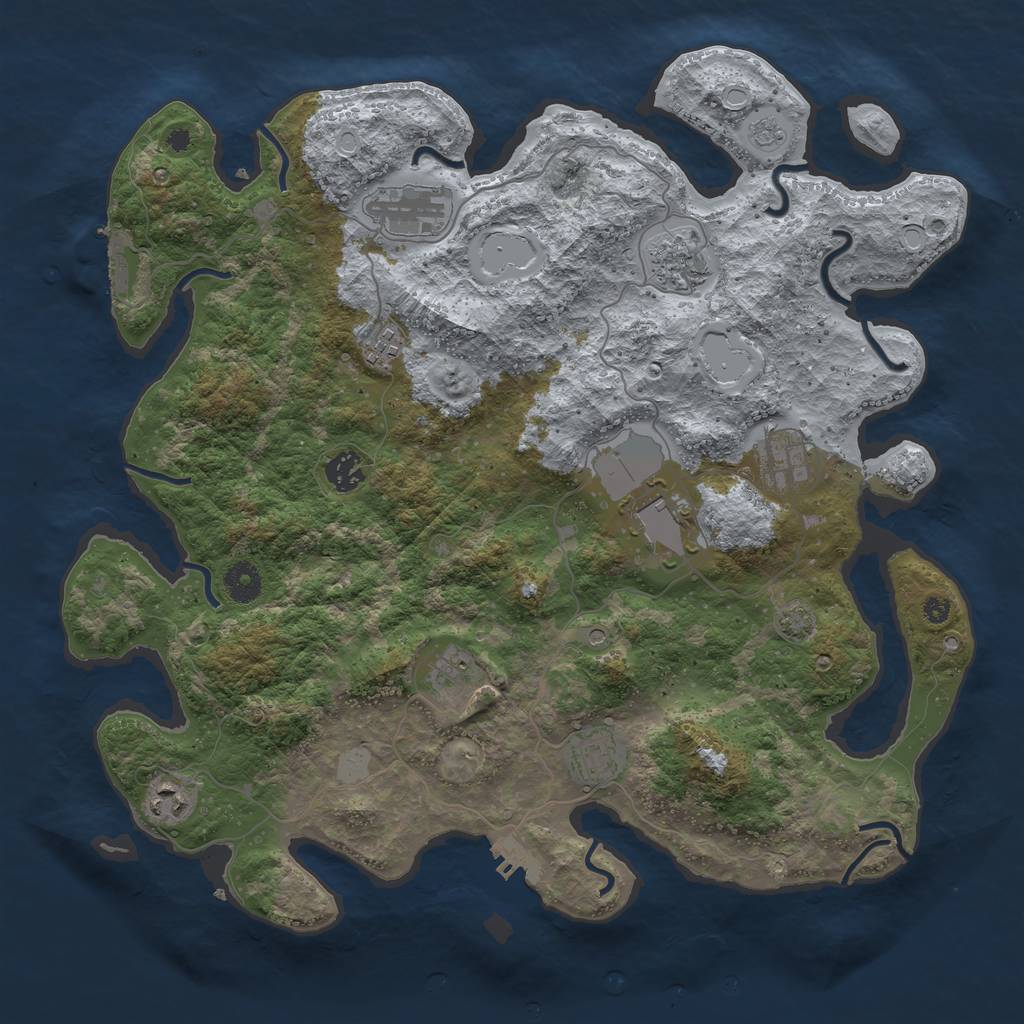 Rust Map: Procedural Map, Size: 3950, Seed: 21613419, 17 Monuments