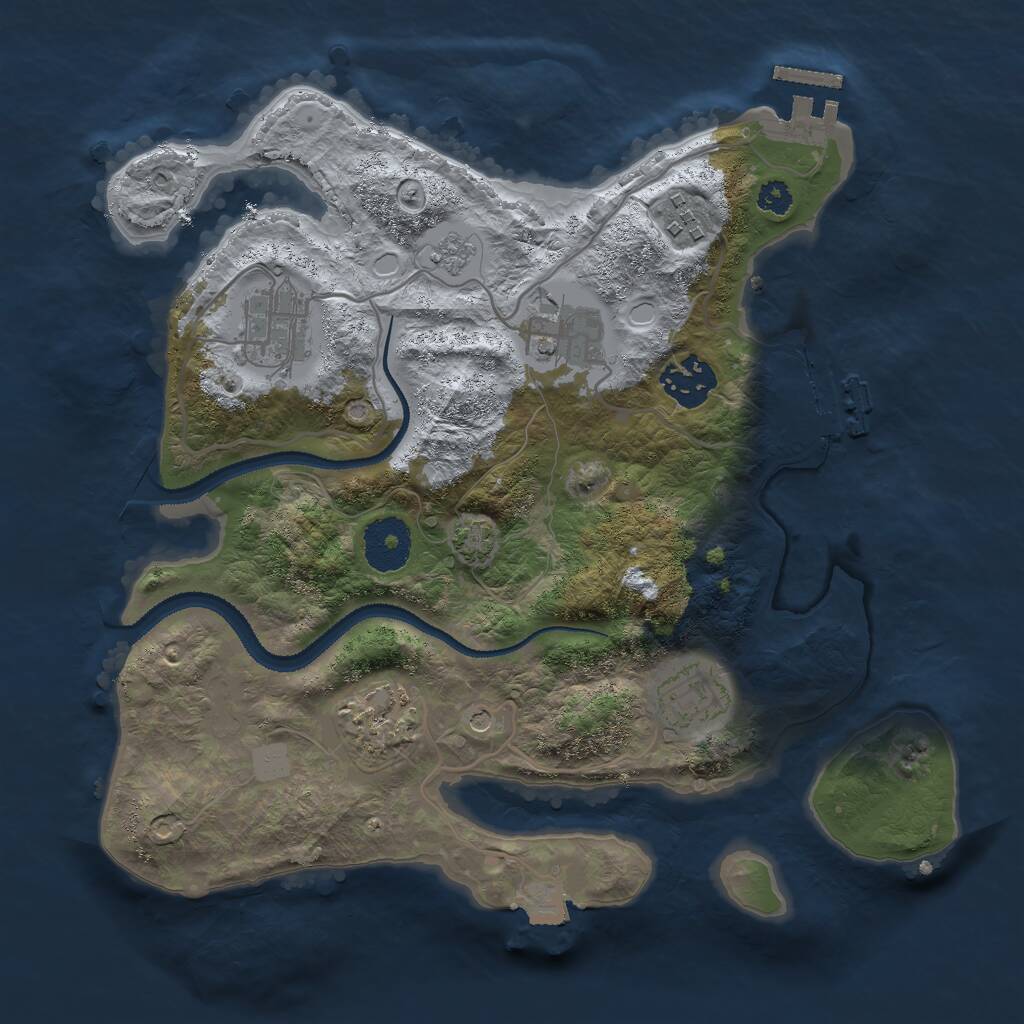 Rust Map: Procedural Map, Size: 3000, Seed: 3053, 12 Monuments