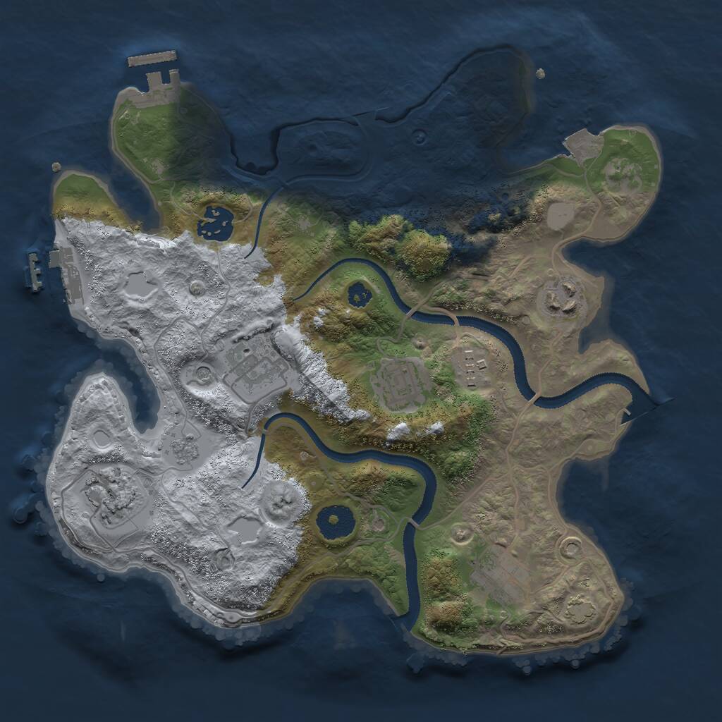 Rust Map: Procedural Map, Size: 3000, Seed: 2063287073, 13 Monuments