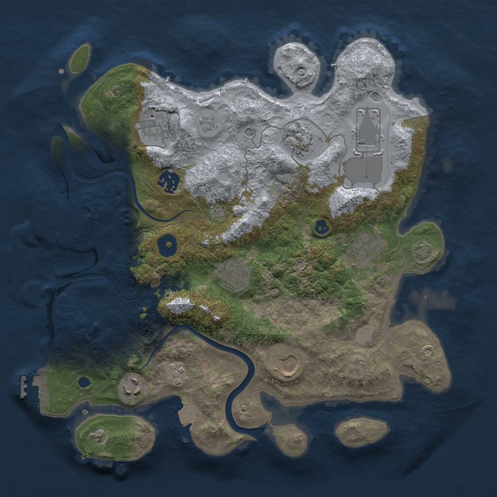Rust Map: Procedural Map, Size: 3500, Seed: 41235704, 15 Monuments