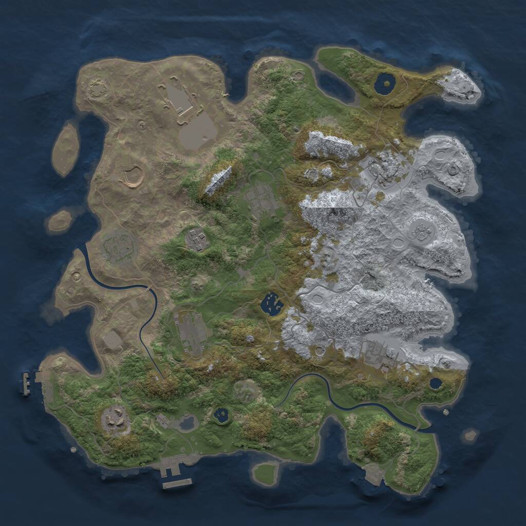 Rust Map: Procedural Map, Size: 3650, Seed: 35548129, 16 Monuments