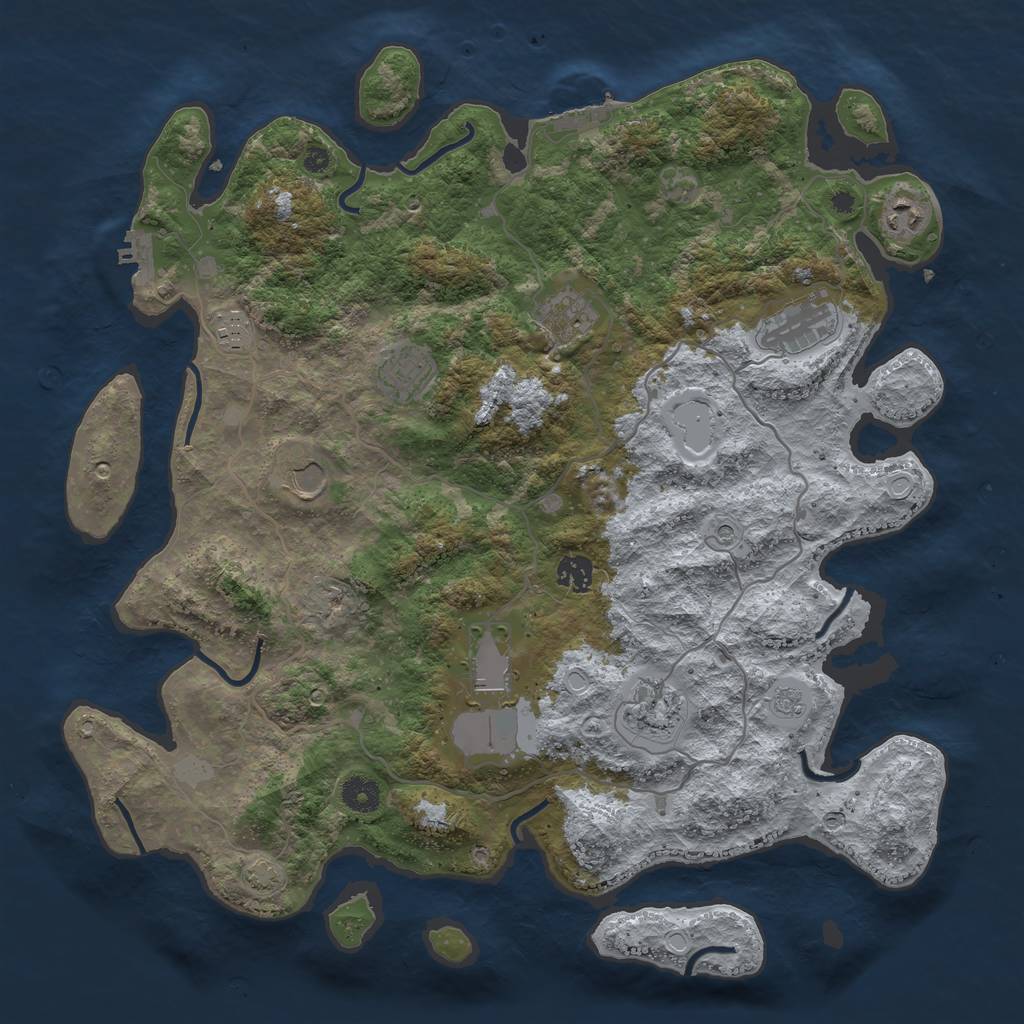 Rust Map: Procedural Map, Size: 4096, Seed: 20230528, 17 Monuments