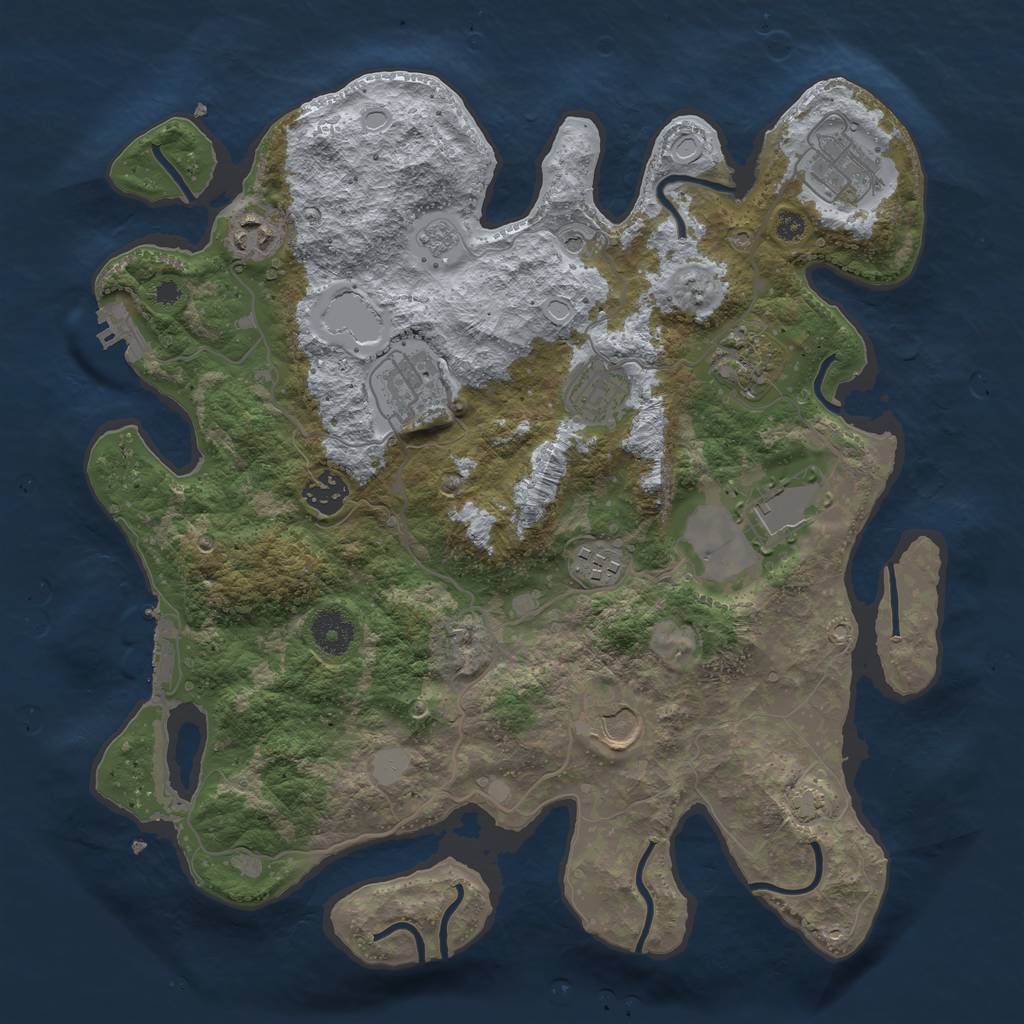 Rust Map: Procedural Map, Size: 3600, Seed: 68208690, 17 Monuments