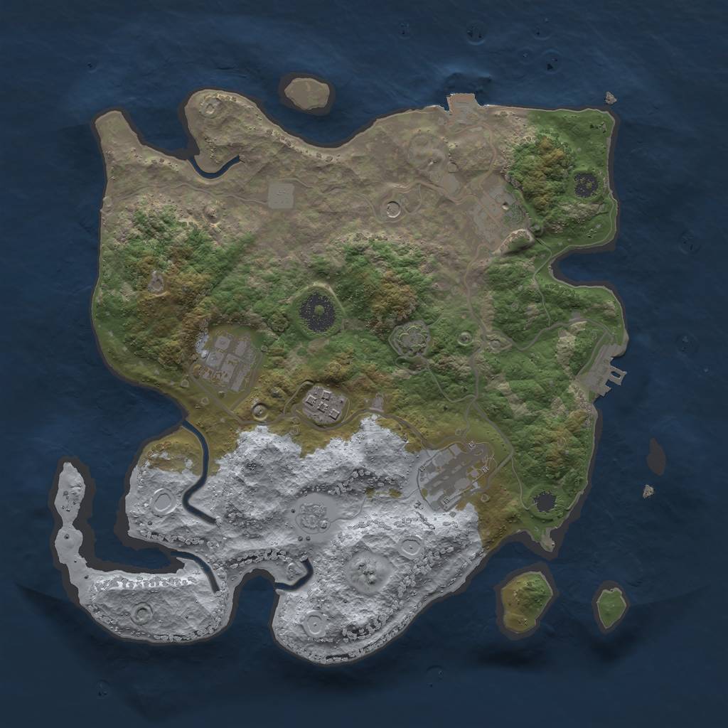Rust Map: Procedural Map, Size: 3000, Seed: 453657, 11 Monuments