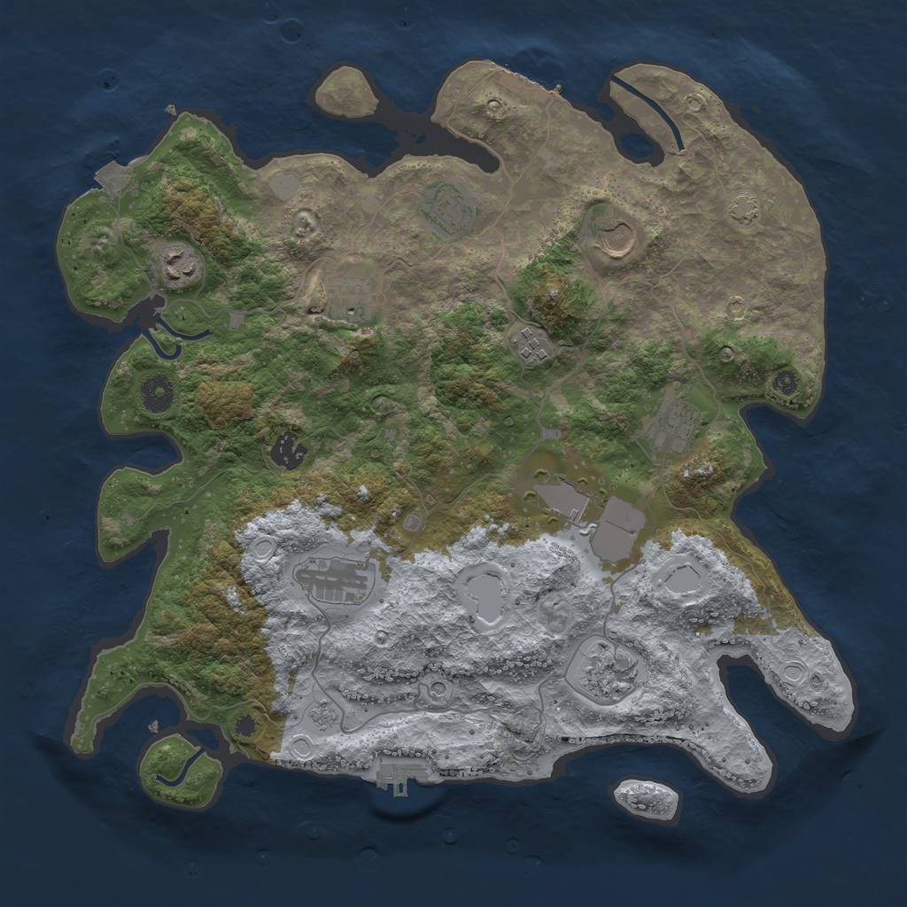 Rust Map: Procedural Map, Size: 3850, Seed: 21660800, 18 Monuments