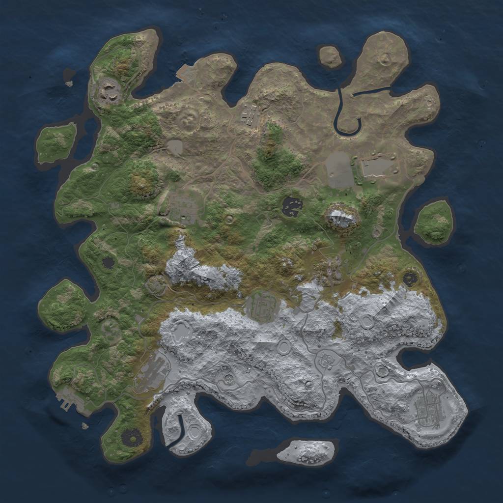 Rust Map: Procedural Map, Size: 3650, Seed: 47061105, 16 Monuments
