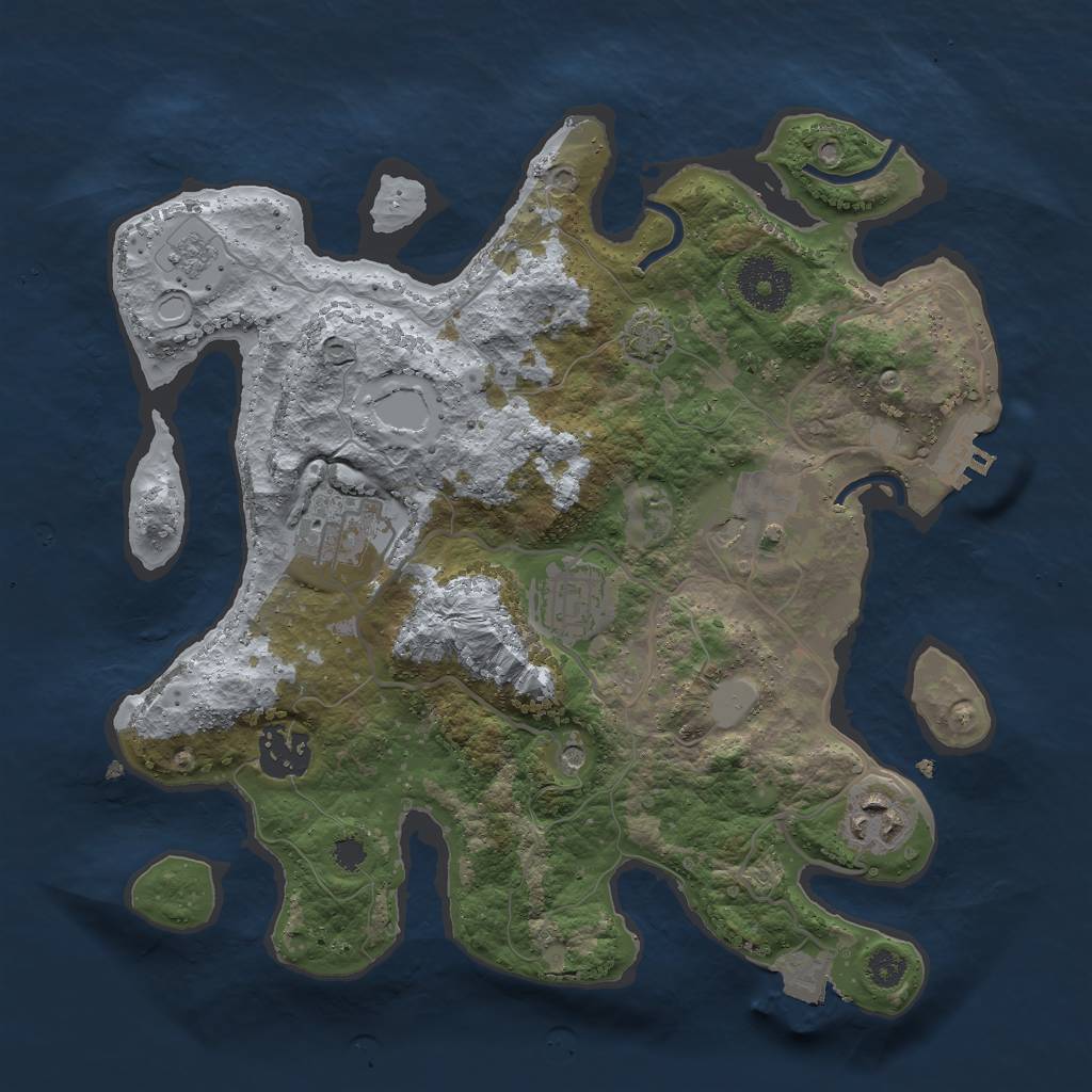 Rust Map: Procedural Map, Size: 3000, Seed: 15010, 12 Monuments
