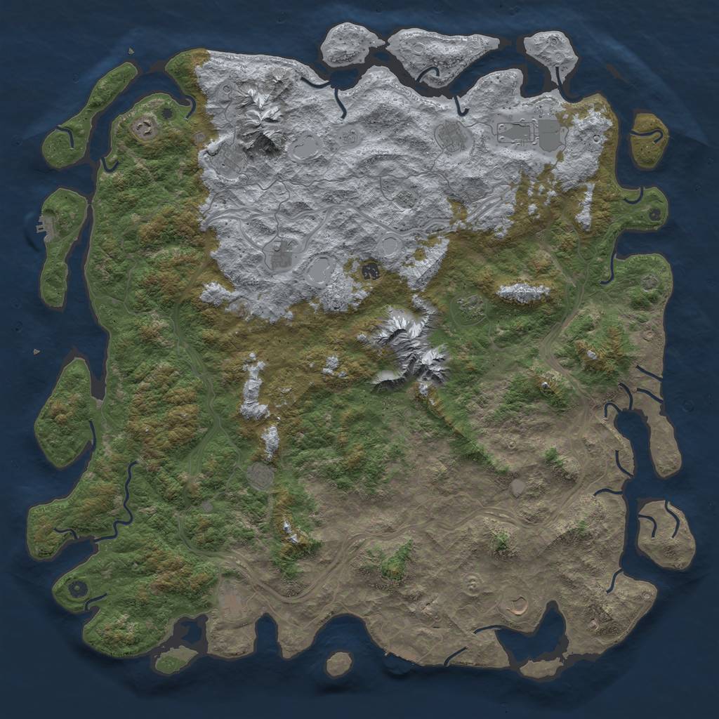 Rust Map: Procedural Map, Size: 6000, Seed: 665544, 19 Monuments