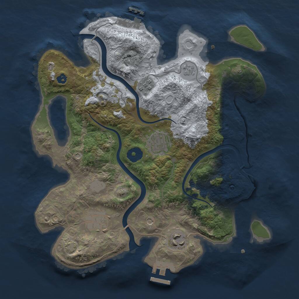 Rust Map: Procedural Map, Size: 3000, Seed: 1076, 10 Monuments