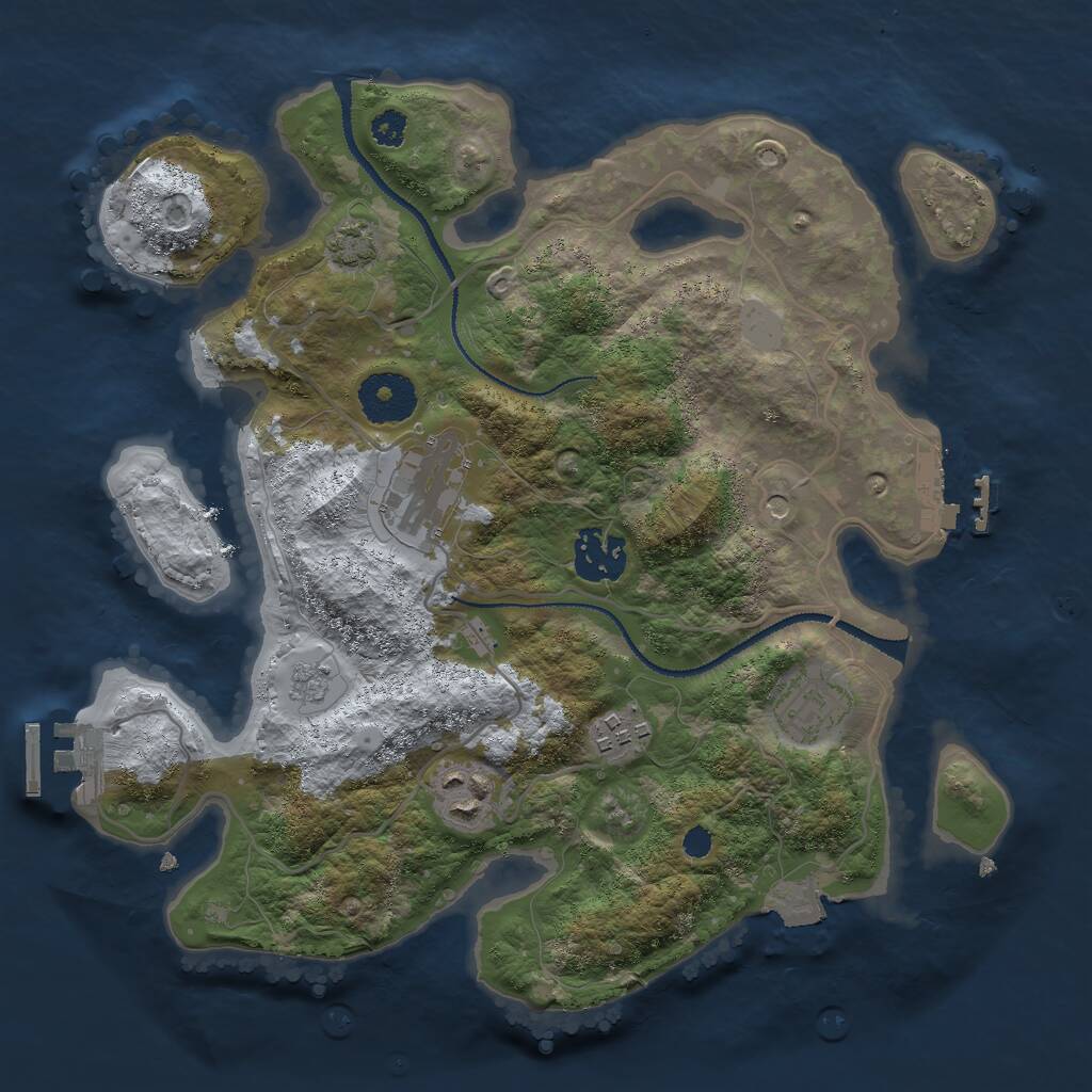 Rust Map: Procedural Map, Size: 3000, Seed: 1641894521, 11 Monuments