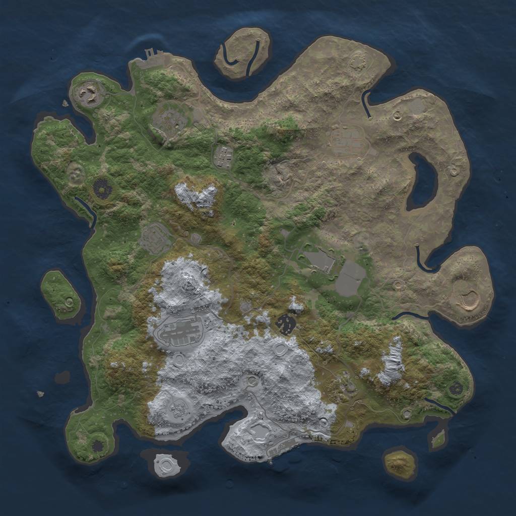 Rust Map: Procedural Map, Size: 3900, Seed: 31273389, 18 Monuments