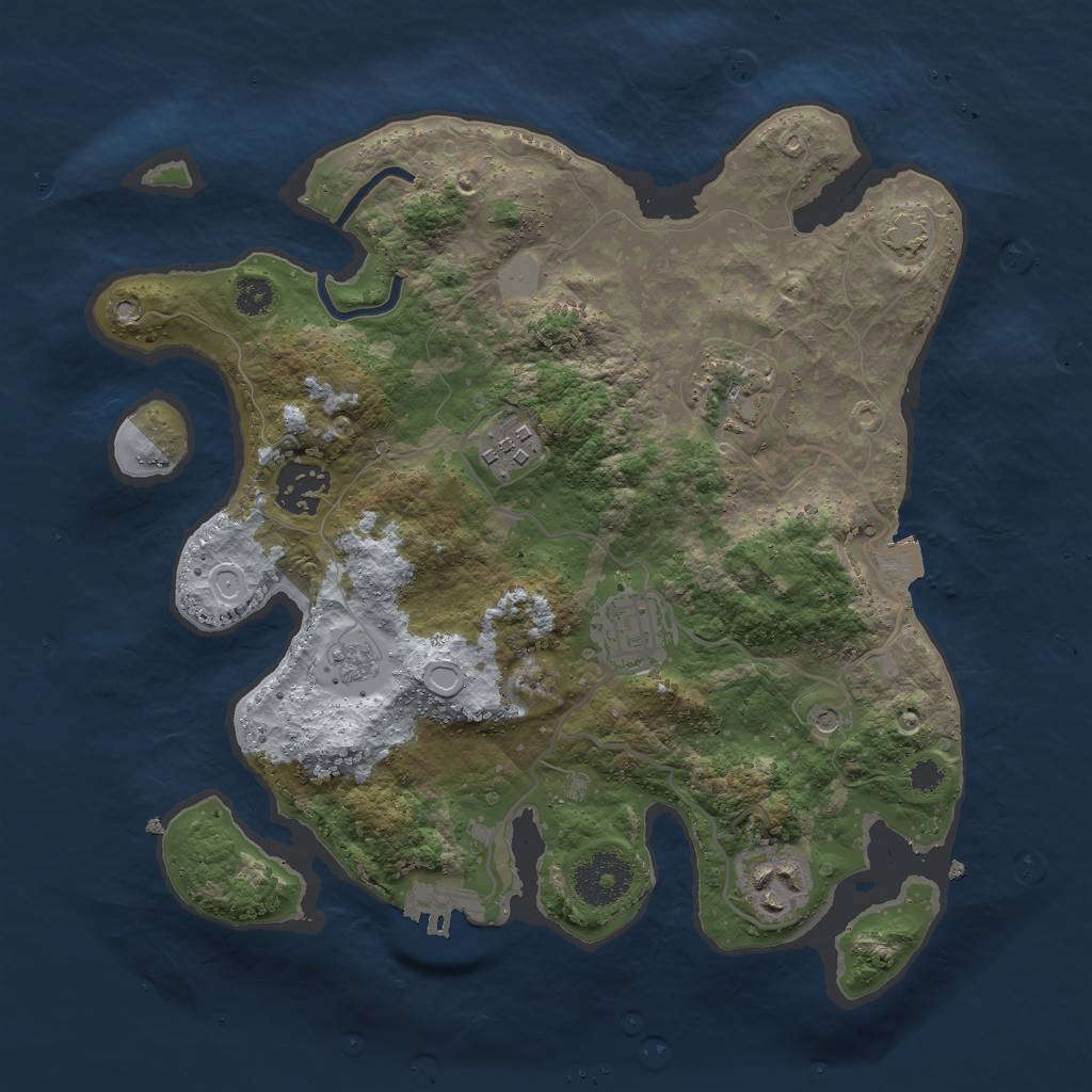 Rust Map: Procedural Map, Size: 3000, Seed: 1044120394, 12 Monuments
