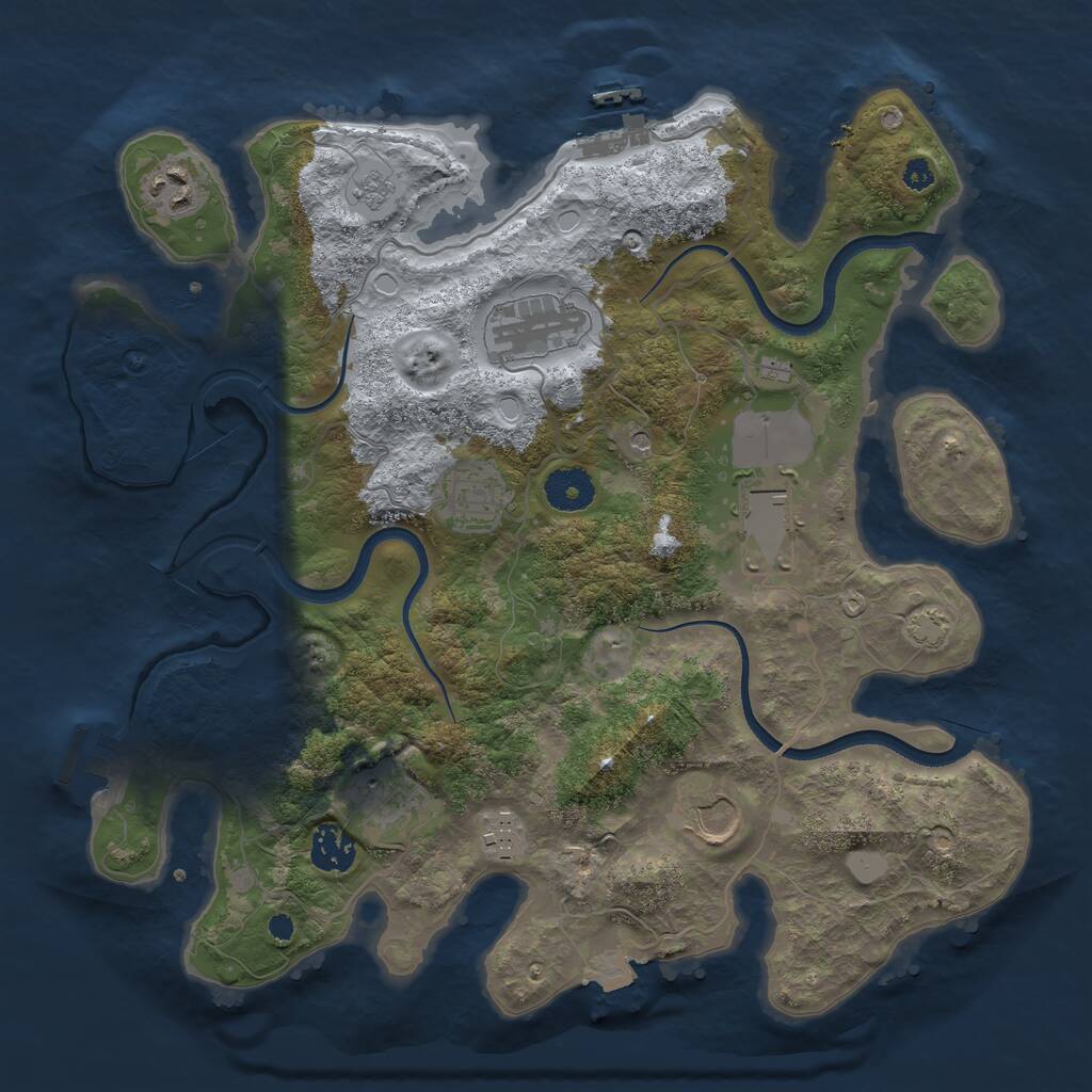 Rust Map: Procedural Map, Size: 3500, Seed: 58596102, 14 Monuments