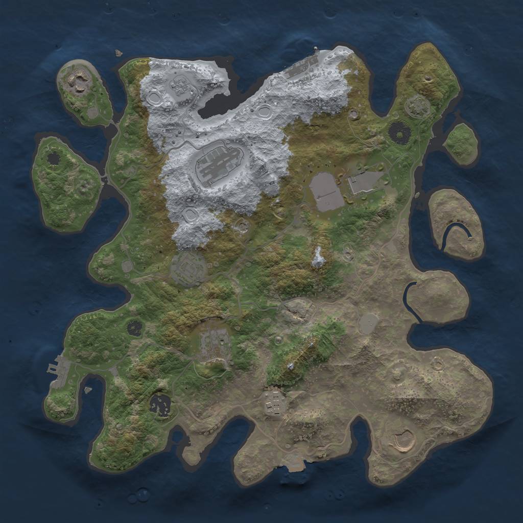 Rust Map: Procedural Map, Size: 3500, Seed: 58596102, 16 Monuments