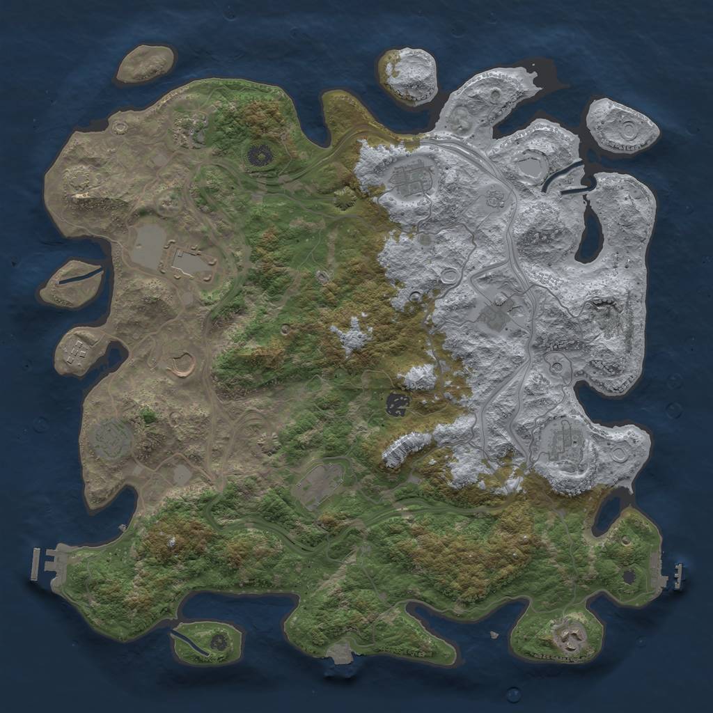 Rust Map: Procedural Map, Size: 4400, Seed: 58687992, 19 Monuments