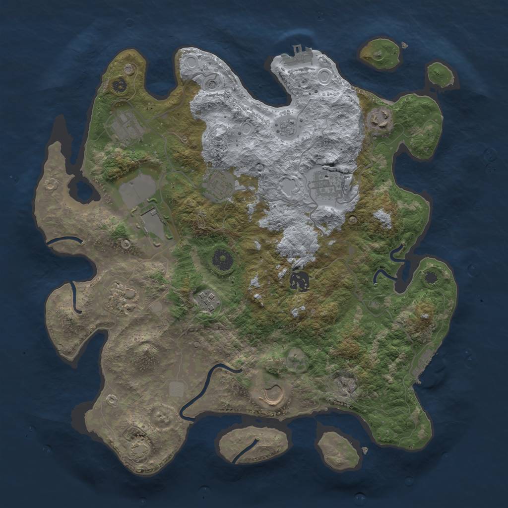 Rust Map: Procedural Map, Size: 3650, Seed: 31843766, 17 Monuments