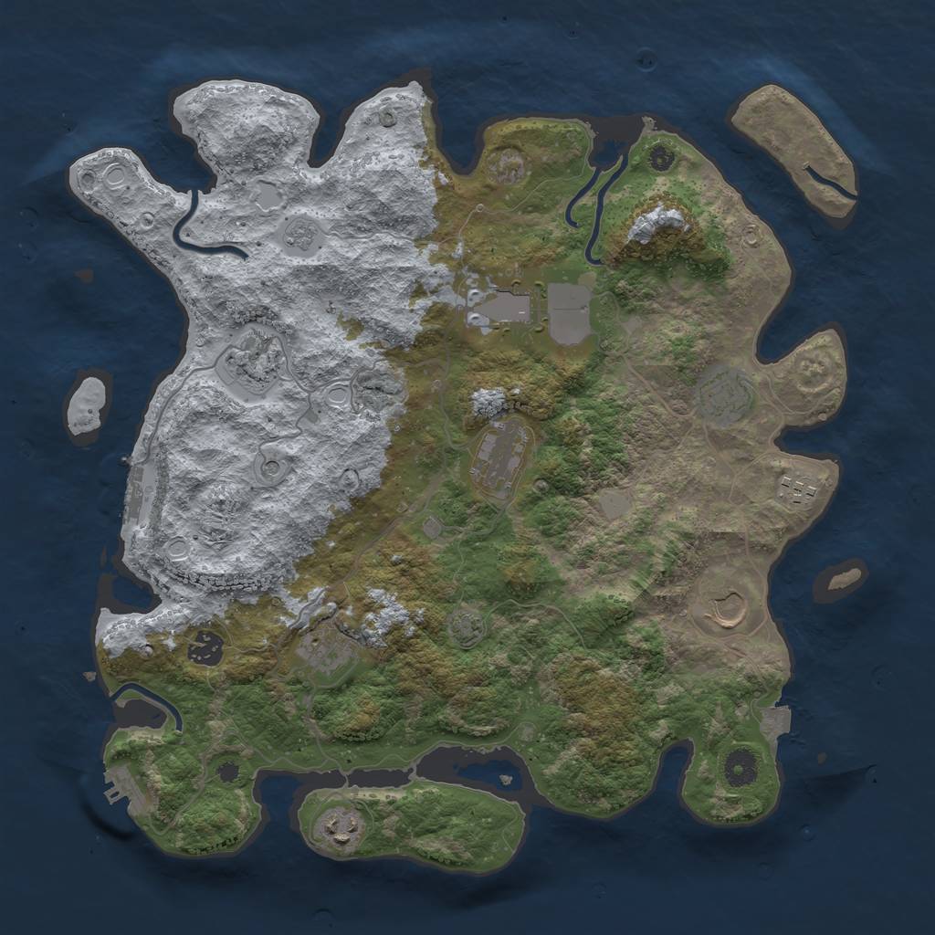 Rust Map: Procedural Map, Size: 3950, Seed: 93807111, 17 Monuments