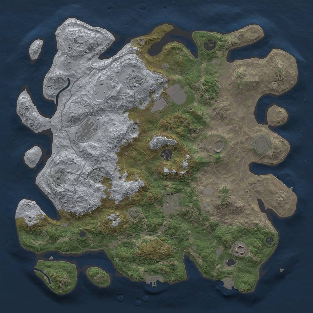 Rust Map: Procedural Map, Size: 4000, Seed: 69279825, 17 Monuments